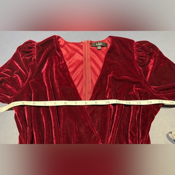 Lulus Feeling Festive Burgundy Velvet Surplice Long Sleeve Jumpsuit Holiday S - Picture 7 of 11